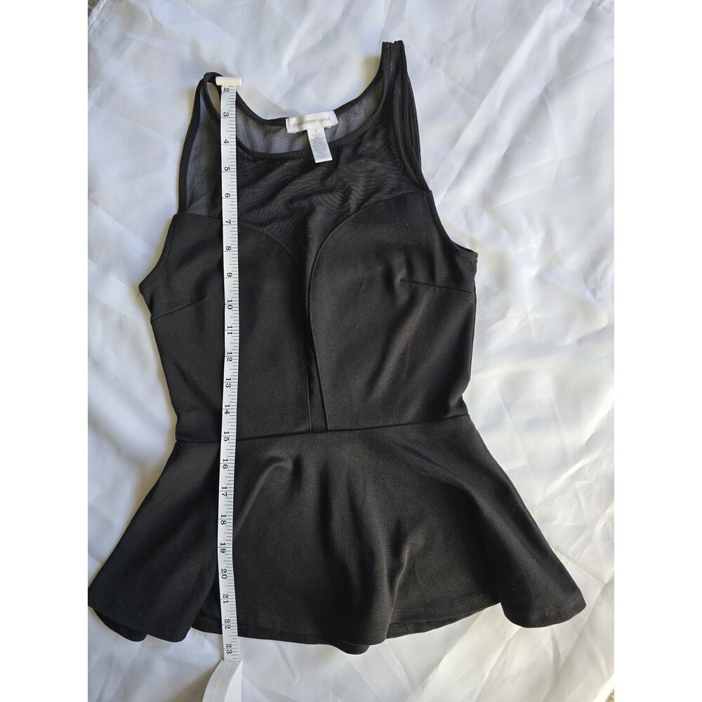 Ambiance Apparel black mesh peplum sleeveless blouse women’s regular size S - Picture 5 of 9